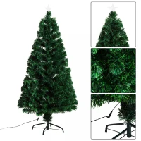 HOMCOM 5ft Pre Lit Christmas Tree, Artificial Holiday Decor Sturdy Metal Base(m-4)