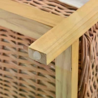 HOMCOM 4 Drawer Dresser Wicker Basket Storage Shelf Unit Wooden Frame Home Organisation Cabinet Bedroom Office Furniture Natural Finish(m-8)