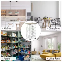 HOMCOM Multi-Use Kitchen Island Trolley w/ 4 Baskets 2 Side Racks Drawer Worktop White(m-5)