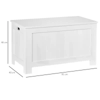 HOMCOM Lift Top Storage Chest Toy Box Organizer with Lid and Safety Hinges for Bedroom Entryway Living Room - White(m-3)