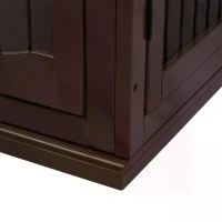 PawHut Small Dog Wooden Crate, 66cm Indoor w/ Metal Wire 3 Doors Latches Base Brown(m-8)