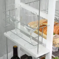 HOMCOM Multi-Use Kitchen Island Trolley w/ 4 Baskets 2 Side Racks Drawer Worktop White(m-11)