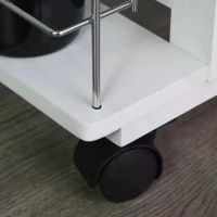 HOMCOM Multi-Use Kitchen Island Trolley w/ 4 Baskets 2 Side Racks Drawer Worktop White(m-9)