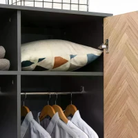 HOMCOM Cloth Wardrobe, Wood Grain Sticker Surface with Shelf, Hanging Rod and 2 Drawers 90x50x190cm(m-12)