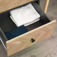 HOMCOM Cloth Wardrobe, Wood Grain Sticker Surface with Shelf, Hanging Rod and 2 Drawers 90x50x190cm(m-9)