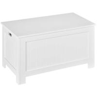 HOMCOM Lift Top Storage Chest Toy Box Organizer with Lid and Safety Hinges for Bedroom Entryway Living Room - White