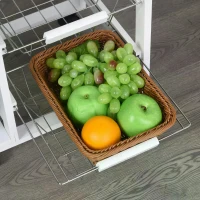 HOMCOM Multi-Use Kitchen Island Trolley w/ 4 Baskets 2 Side Racks Drawer Worktop White(m-10)