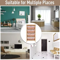 HOMCOM 4 Drawer Dresser Wicker Basket Storage Shelf Unit Wooden Frame Home Organisation Cabinet Bedroom Office Furniture Natural Finish(m-6)