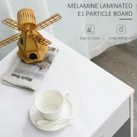 HOMCOM Compact Computer Desk, Study Table with Drawer and Storage Compartment, Writing Workstation, White(m-5)