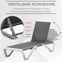 Ligstoel aluminium ligstoel stoffen ligbed relax ligstoel 5-voudig verstelbaar Texteline(m-4)
