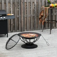Outsunny Vuurkorf vuurschaal tuin terras stijlvol praktisch zwart(m-2)
