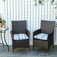 Outsunny Set van 2 zitkussens 50x45cm stoelkussens zitkussen tuinstoelkussens blauw(m-2)