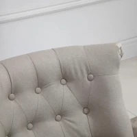 Relaxstoel vintage relaxzertel linnen hoes houten frame beige + zwart(m-6)