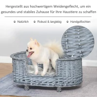 PawHut Hondenbank huisdierenbank kattenbank zachte hoes kattenbank wilg pluche(m-4)