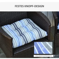 Outsunny Set van 2 zitkussens 50x45cm stoelkussens zitkussen tuinstoelkussens blauw(m-5)
