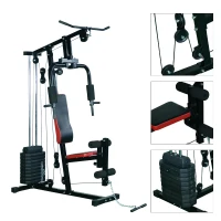 HOMCOM fitness-station krachtstation multigym fitnesscentrum fitnessapparaat pull-down leg curl(m-6)