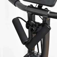 HOMCOM hometrainer, 2-in-1 fietstrainer, 6 kg vliegwiel hometrainer met instelbare magnetische weerstand in 16 niveaus en 1 paar spankoorden, staal, zwart, 51 x 97 x 115 cm(m-8)