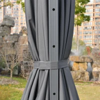 Outsunny Parasol 3x3m zweefparasol alu roma scherm met zonne-energie LED-verlichting neigbaar(m-10)