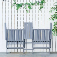 Outsunny Dubbele fauteuil met tafel tuinstoel inklapbaar staal 141 x 60 x 87 grijs(m-6)