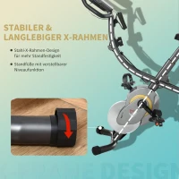 HOMCOM hometrainer, 2-in-1 fietstrainer, 6 kg vliegwiel hometrainer met instelbare magnetische weerstand in 16 niveaus en 1 paar spankoorden, staal, zwart, 51 x 97 x 115 cm(m-6)