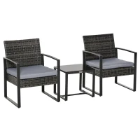 Outsunny Poly-rotan zitgroep 5-delig Tuinset met kussens tuin grijs(m-1)