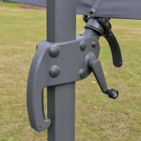 Outsunny Parasol 3x3m zweefparasol alu roma scherm met zonne-energie LED-verlichting neigbaar(m-8)