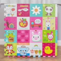 HOMCOM Puzzelmat kindertapijt opvouwbaar EVA kinderdieren patroon 61,5 x 61,5 cm(m-9)