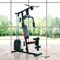 HOMCOM fitness-station krachtstation multigym fitnesscentrum fitnessapparaat pull-down leg curl(m-2)