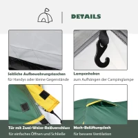 Tent voor 3-4 personen 190T kampeertent met haringen koepeltent glasfiber(m-6)