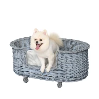 PawHut Hondenbank huisdierenbank kattenbank zachte hoes kattenbank wilg pluche(m-1)