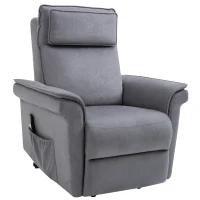 HOMCOM Sta-stoel met opsta-hulp tv-stoel ligfunctie linnen touch grijs(m-1)