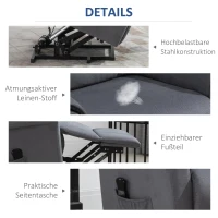 HOMCOM Sta-stoel met opsta-hulp tv-stoel ligfunctie linnen touch grijs(m-7)