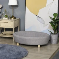 PawHut Huisdierenbank hondenmand middelgrote honden katten ovaal grijs(m-6)