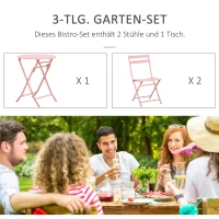 Tuinset metalen meubelset 3-delig. Bistrotafel met 2 stoelen roze(m-6)