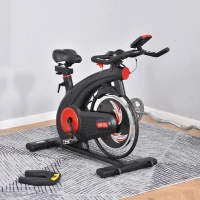 HOMCOM Fietstrainer hometrainer fitnessfiets traploos met 8KG stalen vliegwiel(m-4)