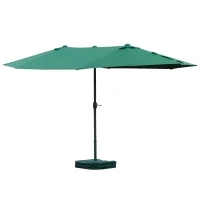 Outsunny Parasol met zonneschermvoet tuinparasol dubbel 460 x 270 cm donkergroen(m-1)