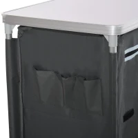Outsunny Campingkast inklapbaar keukenbox draagbaar met 3 planken 1 kast grijs(m-8)