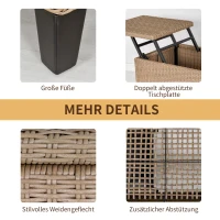 Outsunny Poly-rotan bijzettafel tuintafel tuintafel uitschuifbaar staal khaki(m-6)