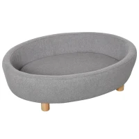 PawHut Huisdierenbank hondenmand middelgrote honden katten ovaal grijs(m-4)