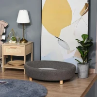 PawHut Huisdierenbank hondenbank middelgrote honden katten ovaal donkergrijs(m-4)