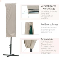 Outsunny Beschermhoes voor zonnescherm weerbestendig winddicht Ø57 x 160 cm khaki(m-5)
