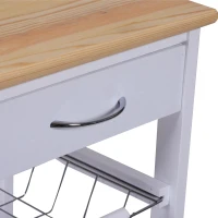 Serveerwagen keukenwagen keukentrolley bijzetwagen met schuiflade wit(m-4)