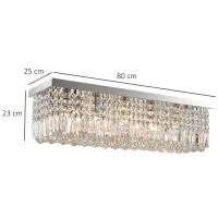 HOMCOM Modern Crystal Ceiling Light Square Crystal Chandelier for Living Room, Dining Room, Hall, E14 Base, Silver, 80 x 25 x 23cm(m-3)