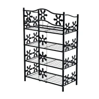HOMCOM plantenrek bloemenrek plantenstandaard plantenetagere metaal 4 niveaus zwart(m-6)