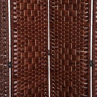 HOMCOM roomdivider kamerscherm Spaanse wand 4-delig 160x170 cm bamboe + hout bruin(m-7)