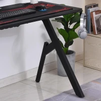 HOMCOM gaming tafel bureau computertafel werktafel meubels voor kantoor woonkamer werkkamer, modern design, MDF, metaal, 110 x 59 x 75 cm, zwart + rood(m-8)