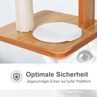 PawHut Krabpaal met grot & sisal paal kattenboom kattenmeubel 4 kussens MDF(m-6)