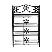 HOMCOM plantenrek bloemenrek plantenstandaard plantenetagere metaal 4 niveaus zwart(m-7)