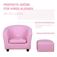 HOMCOM kinderstoel, mini-stoel met poef, kinderbank, meisjes roze(m-5)