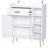 HOMCOM Staande kast commode gangkast ladekast kast 100 kg draagvermogen wit hout(m-7)